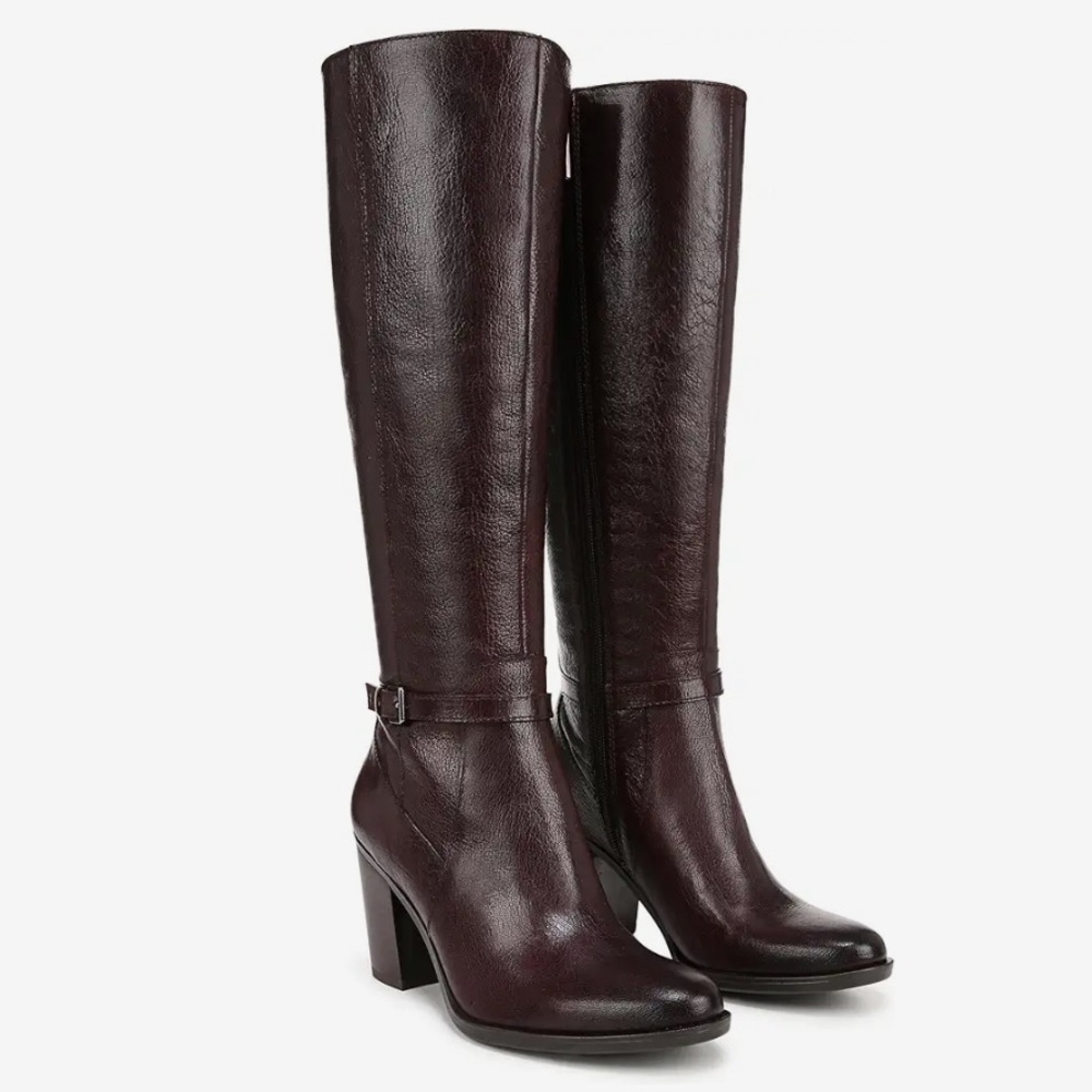 NIB NATURALIZER Wine Leather Knee-High Boots - Picture 2 of 11